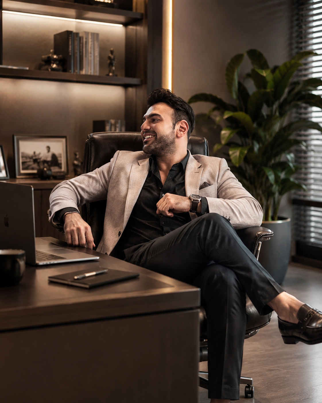 Founder at the Ölmez executive desk