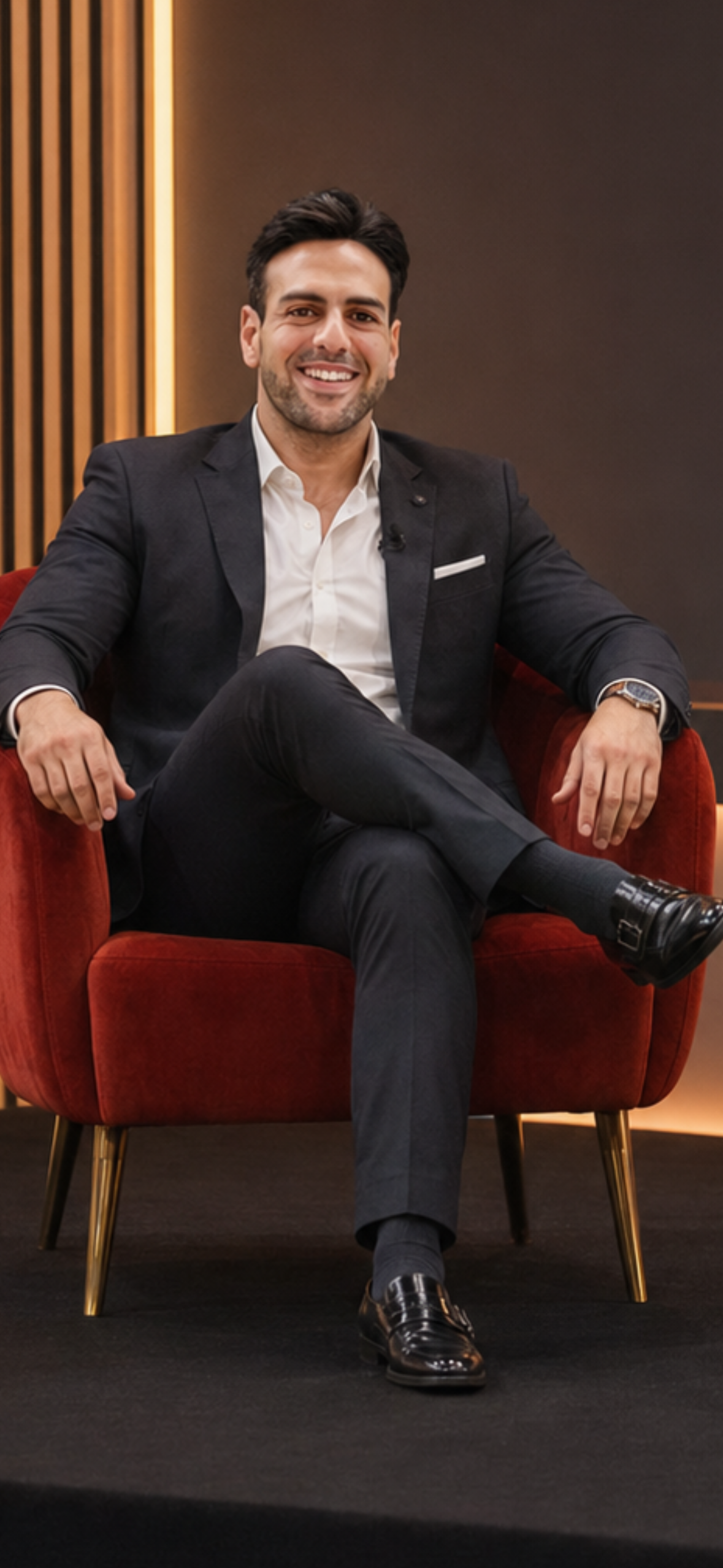 Founder portrait in a lounge setting